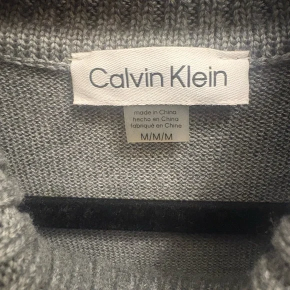 Calvin Klein Gray Long Sleeve Fringe Dress - Picture 2 of 2